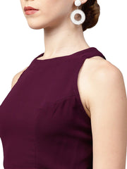Burgundy Solid Ruffle Saree