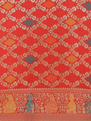 Red & Golden Woven Design Zari Silk Blend Saree