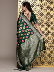 Green Ethnic Motifs Woven Design Zari Saree