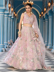 Cream  Tissue Fabric Sequins Thread & Embroidery Semi Stitched Lehenga Choli & Dupatta