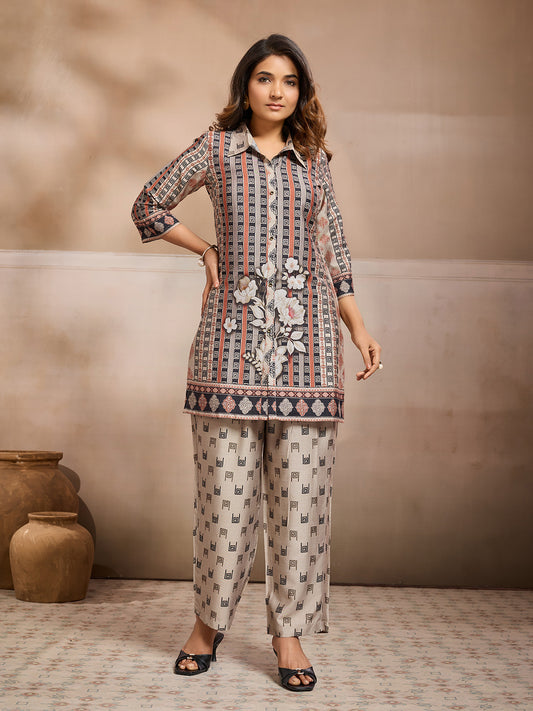 Printed Shirt with Trousers