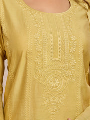Women Ethnic Motifs Embroidered Regular Thread Work Pure Cotton Kurta with Trousers & With Dupatta