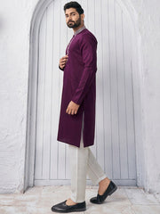 Mandarin Collar Thread Work Straight Kurta