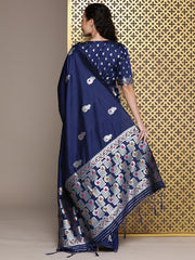 Blue Woven Design Zari Saree