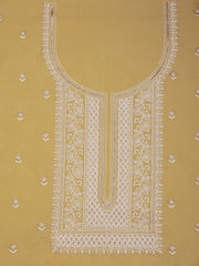 Yellow Floral Embroidered Sequinned Unstitched Dress Material
