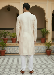 Embroidered Mandarin Collar Kurta & Trousers