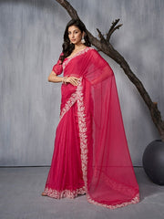 Floral Embroidered Organza Saree