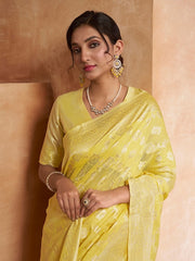 Yellow Ethnic Motif Woven Design Zari Saree