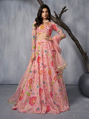 Floral Printed Semi-Stitched Lehenga & Unstitched Blouse With Dupatta