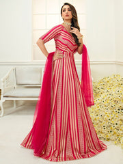 Women Ethnic Zari Woven Anarkali Kurta with Dupatta
