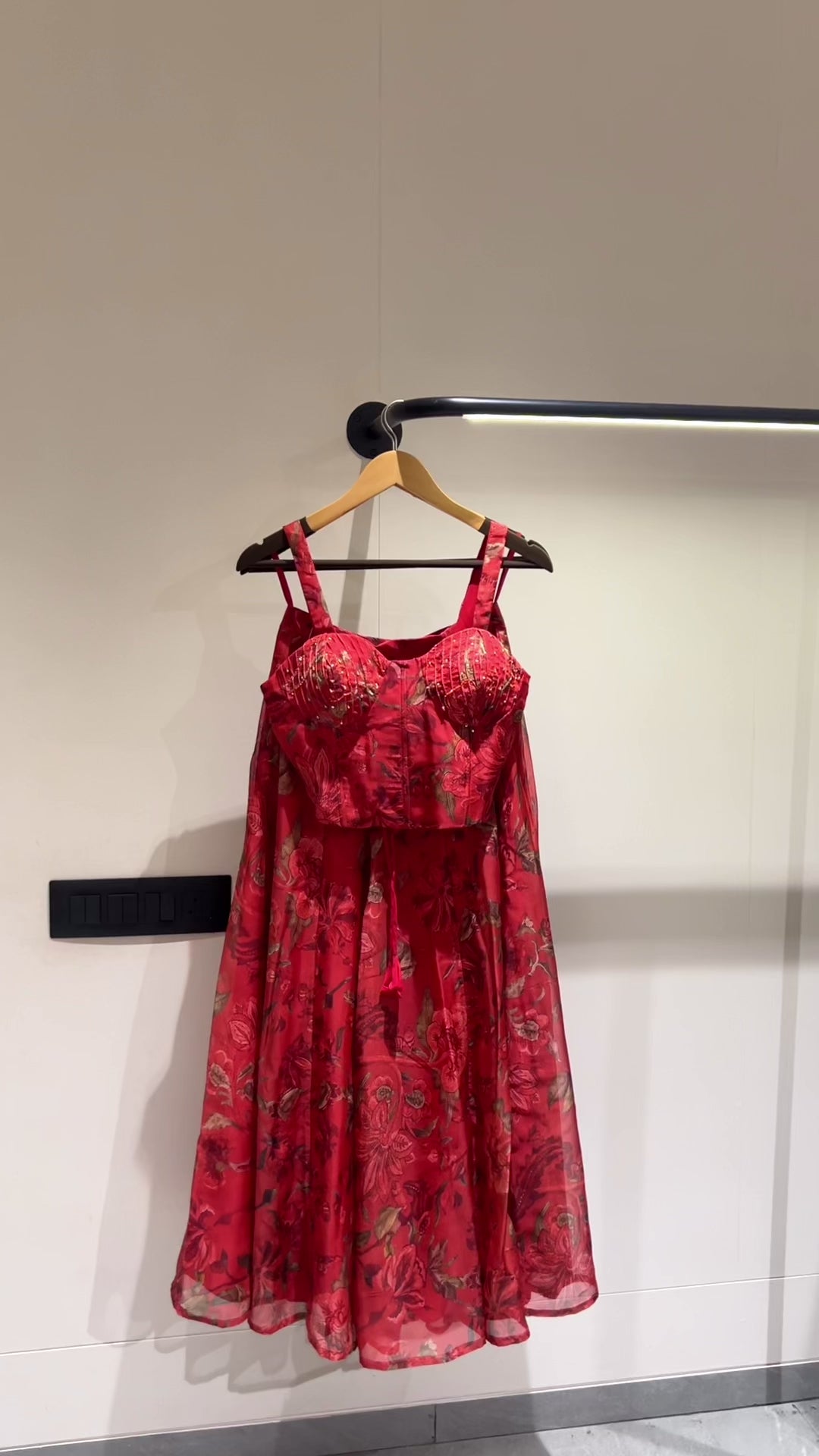 Orange Color Organza Printed Lehenga Blouse
