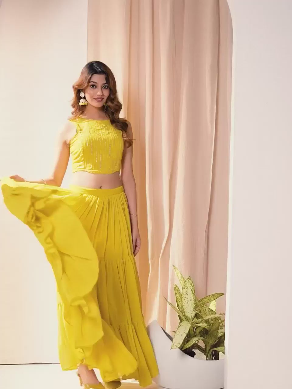 Embroidered Top With Skirt Co-Ords