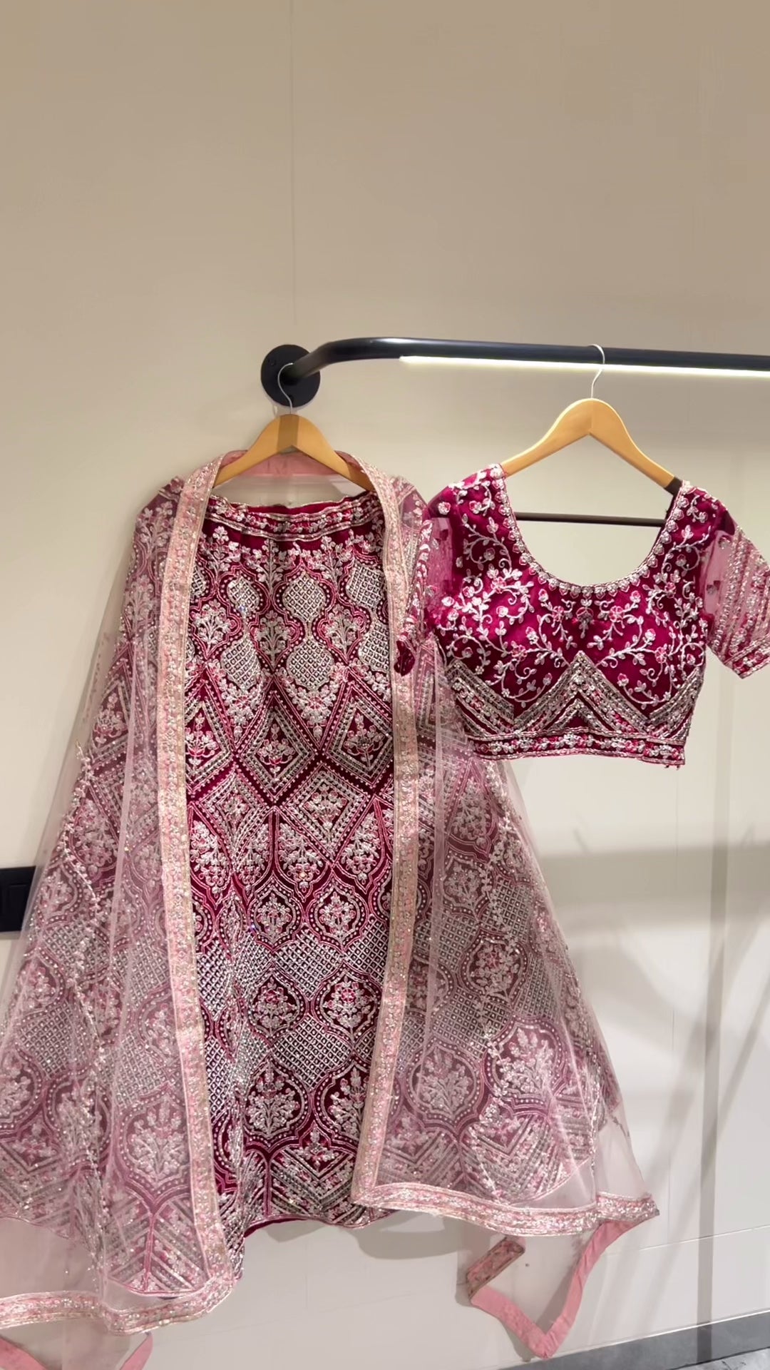 Wine Embroidered Stylist Wedding Lehenga Choli