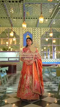 Pink And Green Embroidered Silk Lehenga Choli