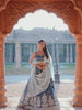 Blue Tissue Sequinse embroidery Semi-Stitched Lehenga choli and Dupatta