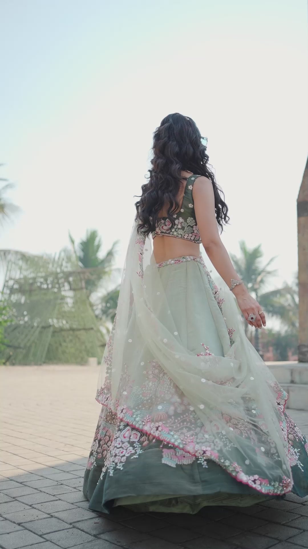Burgundy Tissue Sequinse embroidery Semi-Stitched Lehenga choli and Dupatta