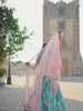 Turquoise blue Satin Silk Sequins embroidery Semi Stitched Lehenga choli and Dupatta