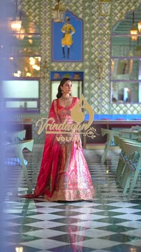 Hot Pink Embroidered Silk Lehenga Choli