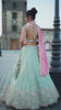 Lime green Satin Silk Sequins embroidery Semi-Stitched Lehenga choli and Dupatta