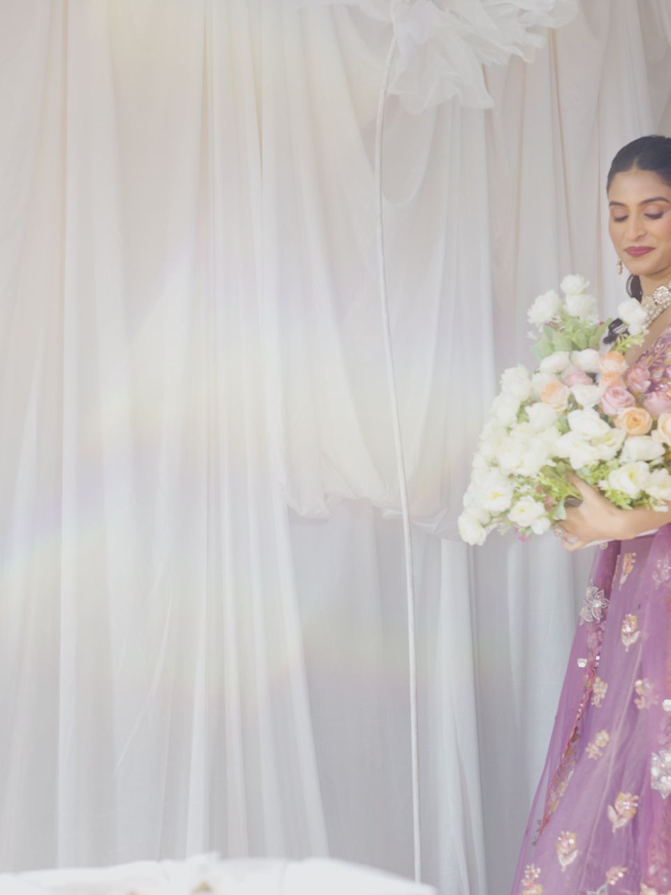 Lavender Organza Sequins embroidery Semi Stitched Lehenga choli and Dupatta