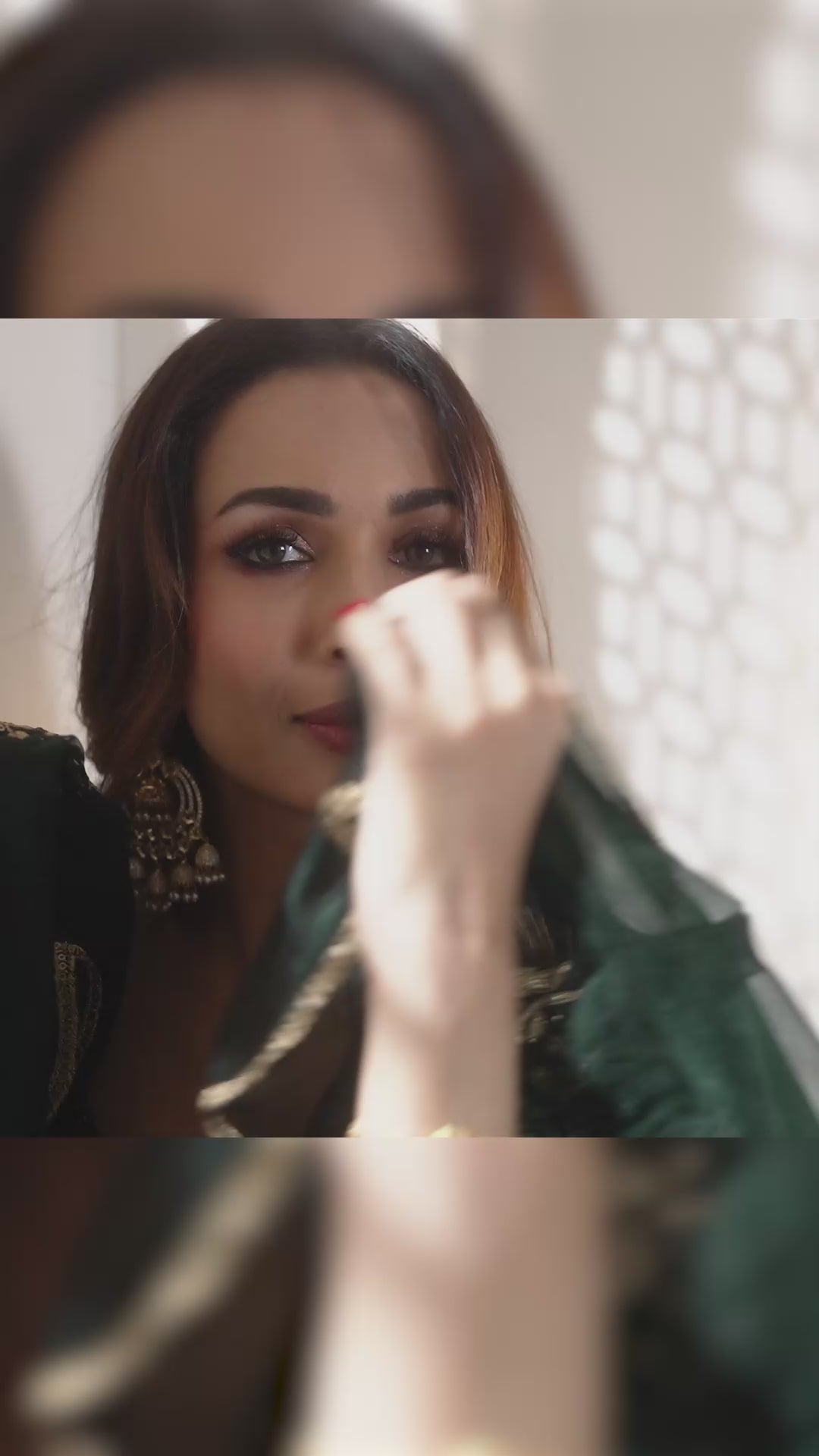 Malaika Arora Bottle Green Zari Woven Embroidered Stright Kurta Set