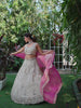 Cream colour tissue Fabric with Sequinse and Thread embroidery Semi-Stitched Lehenga choli and Dupatta