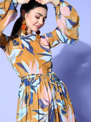 Printed Flared A-Line Ethnic Dress