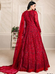 Red Net Partywear Anarkali Suit