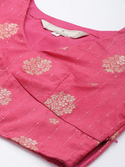 Pink woven Readymade design lehenga choli with dupatta
