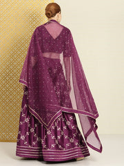 Purple Readymade embroidered lehenga choli with dupatta