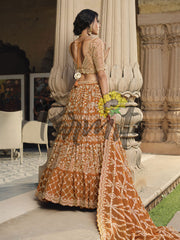 Rust Hand Embroidered Lehenga Choli Set