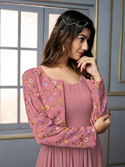A-line Maxi Ethnic Dress With Jacket - Inddus.com