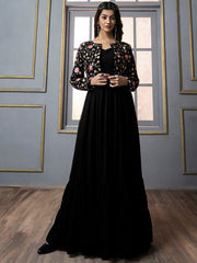 A-line Maxi Ethnic Dress With Jacket - Inddus.com