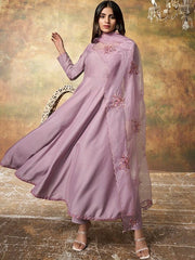 Anarkali Kurta & Trousers With Dupatta - Inddus.com