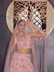 Baby Pink Georgette Designer Lehenga Choli - Inddus.com