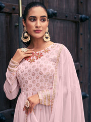 Baby Pink Georgette Partywear Palazzo-Suit - Inddus.com