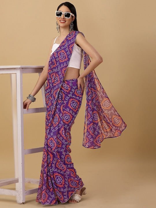 Bandhani Digital Printed Saree - Inddus.com