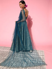 Beautiful Teal Woven Design Semi-stitched Lehenga Choli With Dupatta - Inddus.com