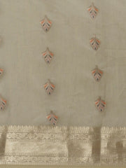 Beige Ethnic Motifs Zari Woven Banarasi Saree - Inddus.com