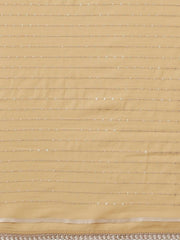 Beige & Gold-Toned Sequinned Saree - Inddus.com