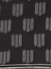 Black and Silver Foil Print Saree - Inddus.com