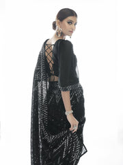 Black Georgette Designer Saree - Inddus.com