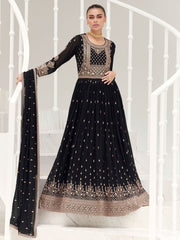 Black Georgette Festive-Wear Anarkali-Suit - Inddus.com