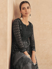 Black Georgette Partywear Anarkali Suit - Inddus.com