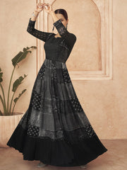 Black Georgette Partywear Anarkali Suit - Inddus.com