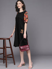 Black Sheath Midi Dress - Inddus.com