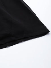 Black Zari Woven Polka dot Kurta with Layered Sharara - Inddus.com