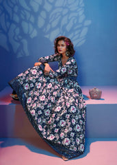 Blue Crepe Festive Anarkali Gown - Inddus.com
