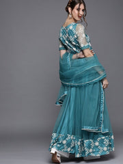 Blue Embroidered Anarkali - Inddus.com