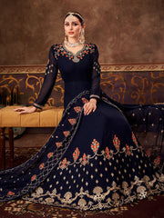 Blue Georgette Wedding Anarkali Suit - Inddus.com